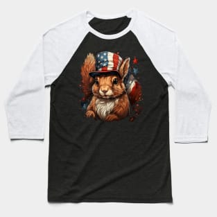 Patriotic Squirrel Baseball T-Shirt